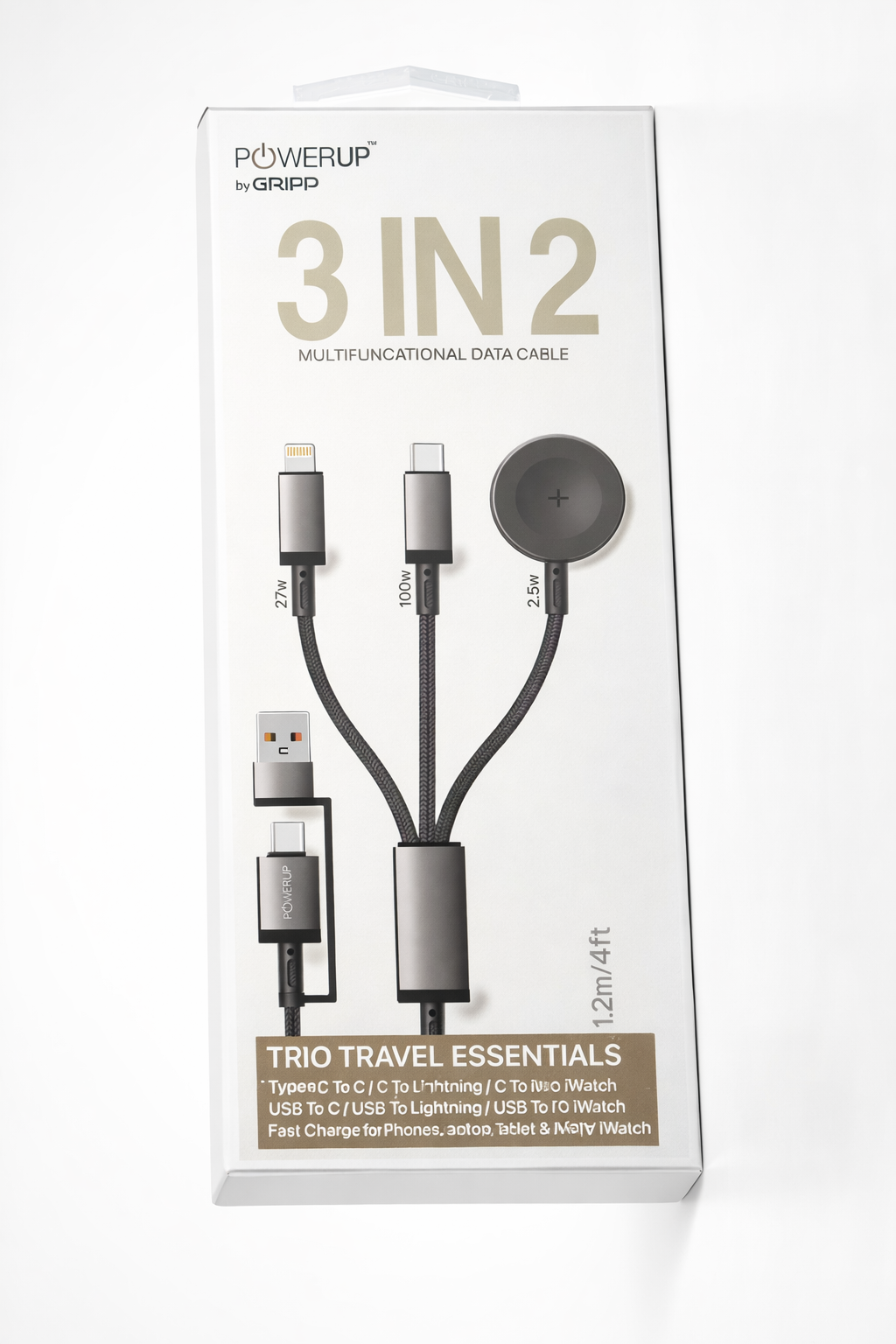 GRIPP PowerUp 3-in-1 Charging Cable