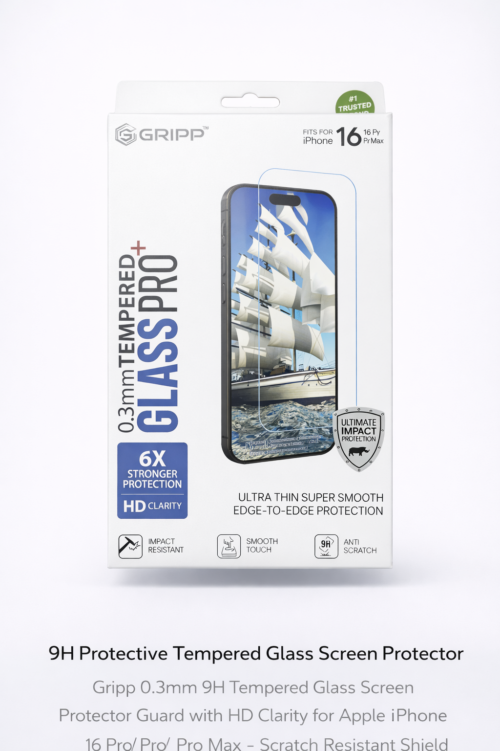 Gripp Tempered Glass for iPhone 16 Pro