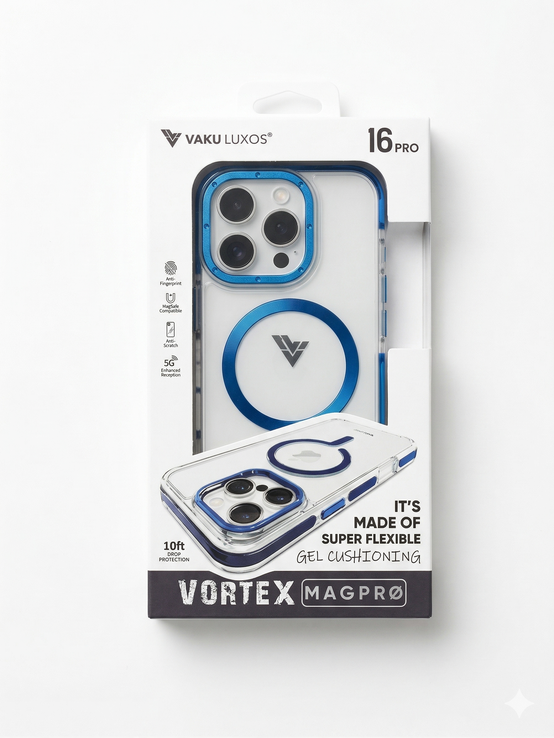 Vaku Luxos Vortex MagPro Case for iPhone 16 Pro (Blue)
