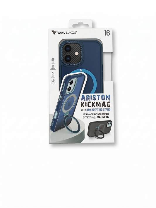Vaku Luxos Ariston KickMag Case for iPhone 16 (Navy Blue)