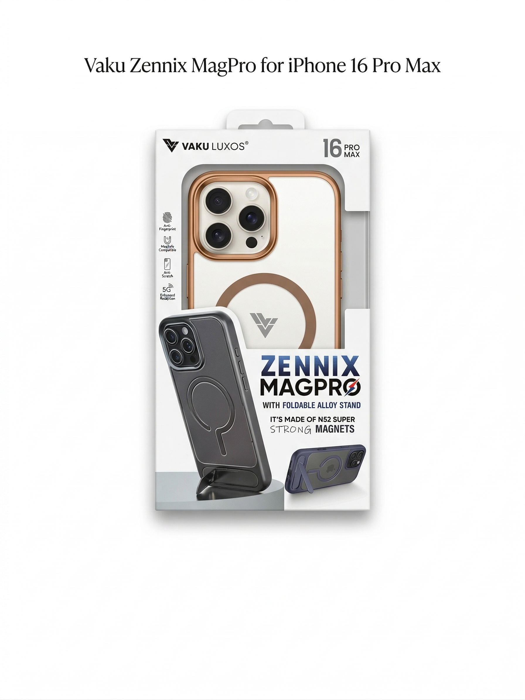 VAKU LUXOS Zennix MagPro Foldable Alloy Kickstand Case for iPhone 16 Pro Max