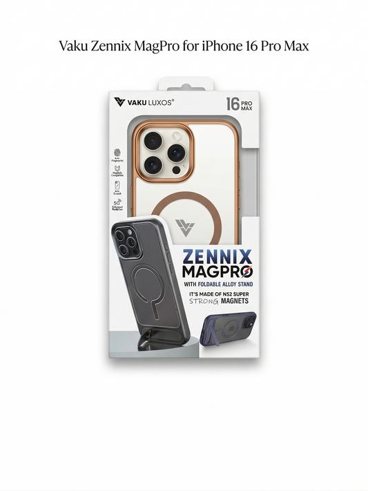 VAKU LUXOS Zennix MagPro Foldable Alloy Kickstand Case for iPhone 16 Pro Max