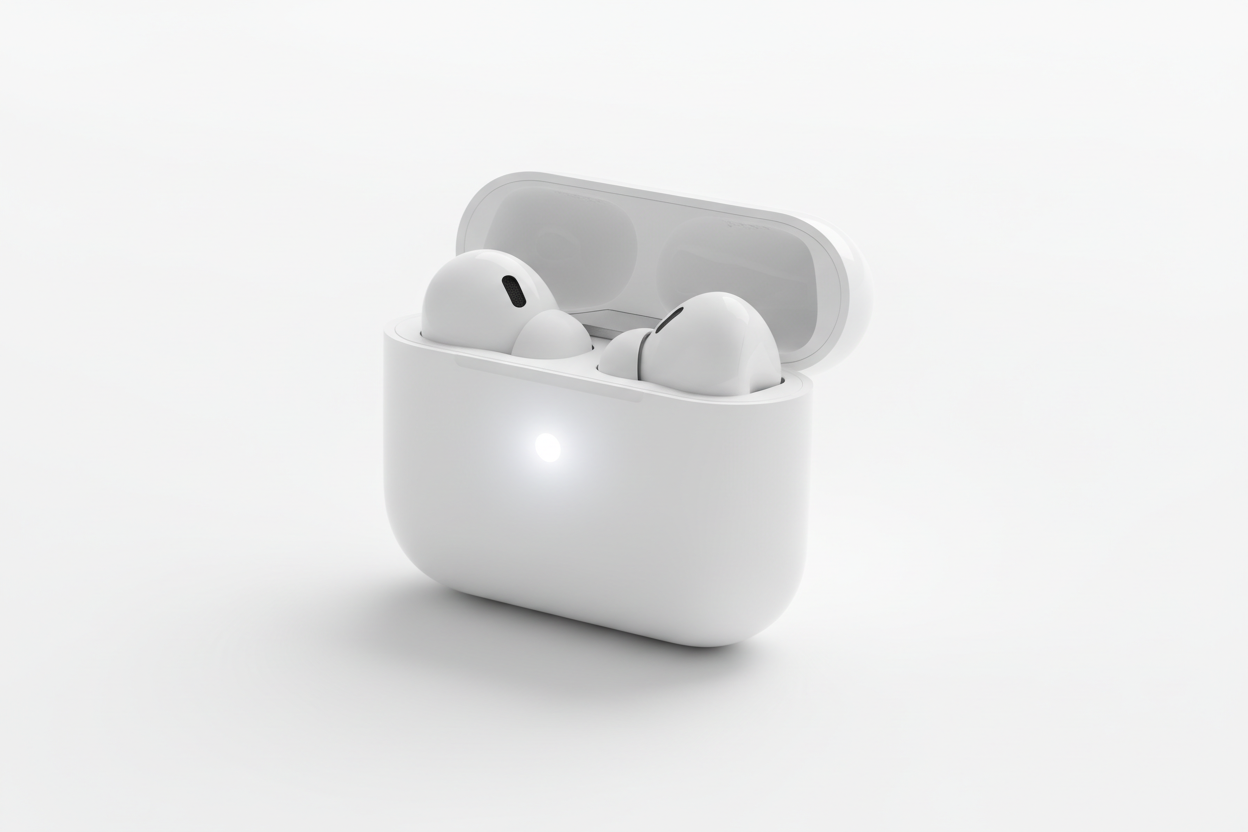 Open the lid. When the status light White flashes, Close the lid of the case again and continue with step 4. Otherwise continue with the next step.